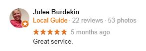 Juleeburdekinggooglereview